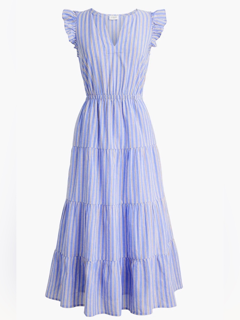 J. Crew factory Light Blue Striped Tiered Maxi Dress